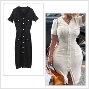 529. BLACK Short Sleeve Midi Dress